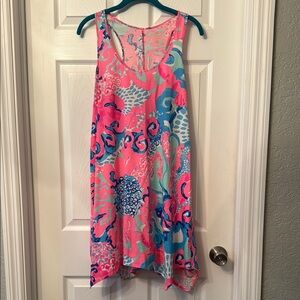 Lilly Pulitzer Melle Trapeze Tank Dress Coral Reef I'm So Jelly Small